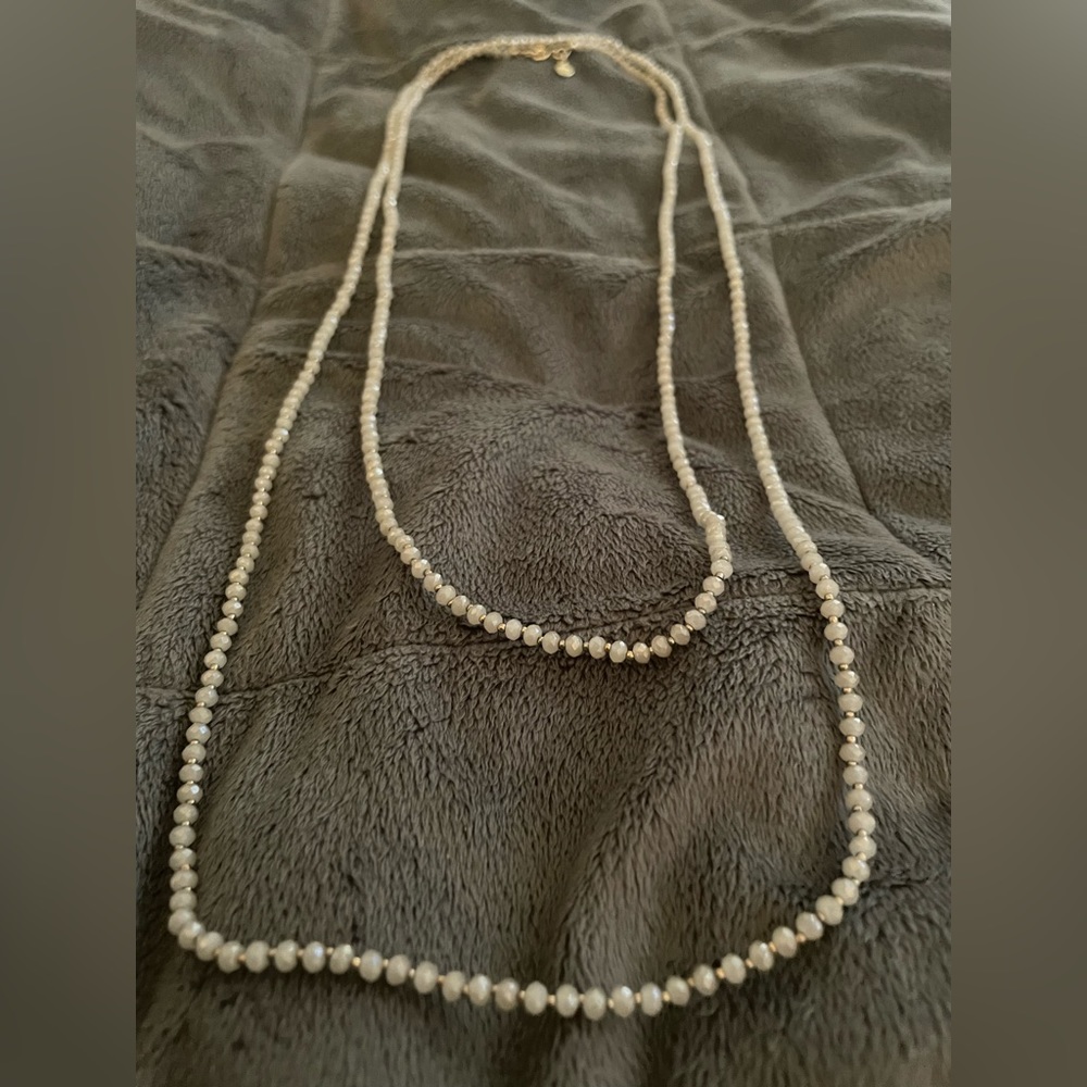 Loft grey layered beaded necklace